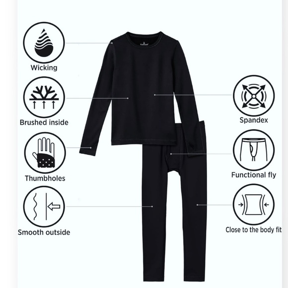 NEW Cuddl Duds Boys Black 2-pc Warm Base Layers Crew /Pant - Picture 7 of 7